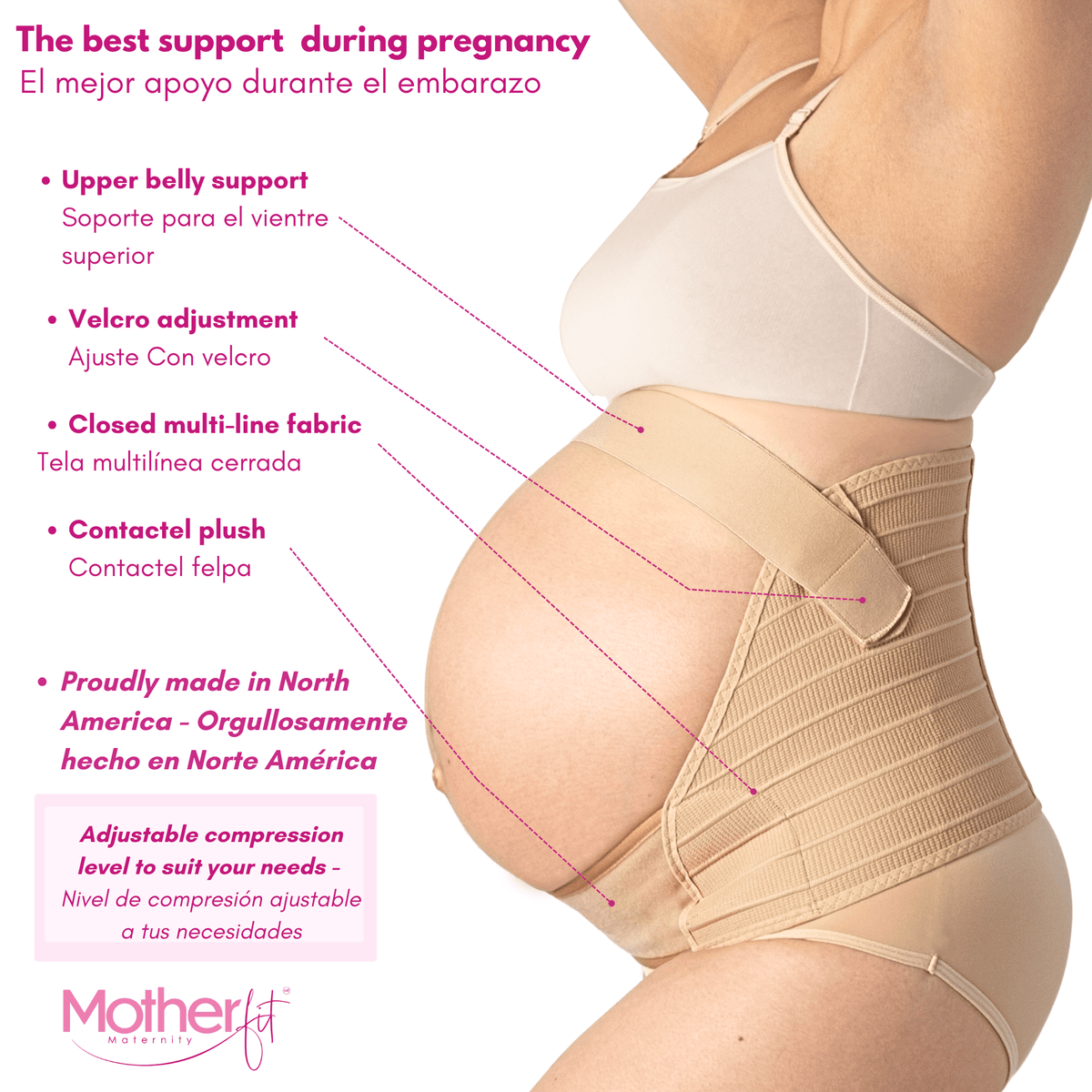 Motherfit - Maternity Belly Support Belt - Back Pain Relief - Adjustable Strap - Sashes and More